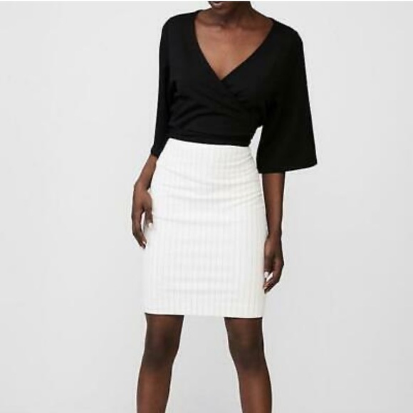 Express Dresses & Skirts - White & Black Pinstripe Pencil Skirt
